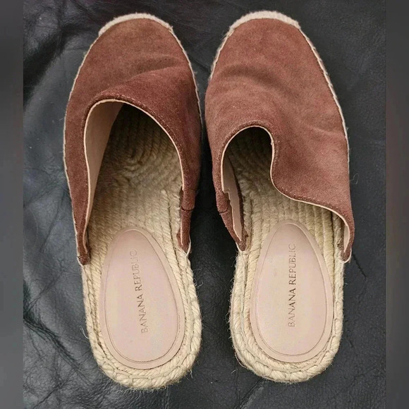 Banana Republic ESPADRILLE WEDGE MULE Suede Brown Jute basket weave Sz 6.5 US - Picture 4 of 14